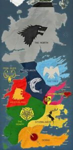 Map of The Seven Kingdoms of Westeros in Game of Thrones